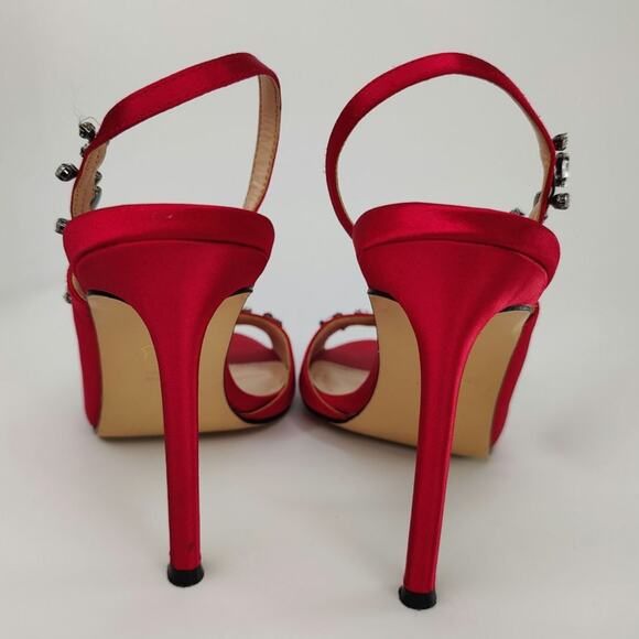 Red Jeweled Peep toe heels by Nina sz 8 - Picture 4 of 8